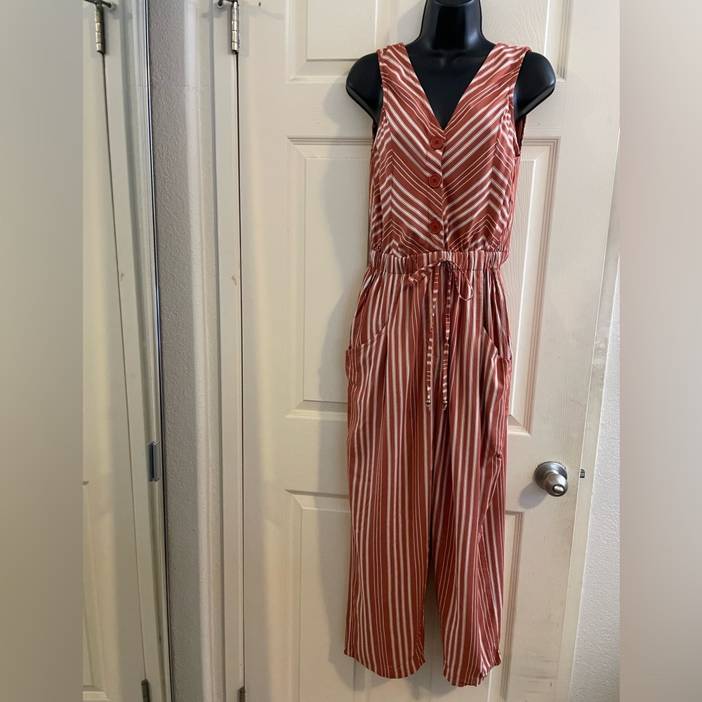 Angie Red and White Striped Jumpsuit